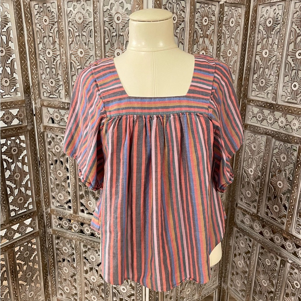 Madewell Butterfly Top in Rainbow Stripe